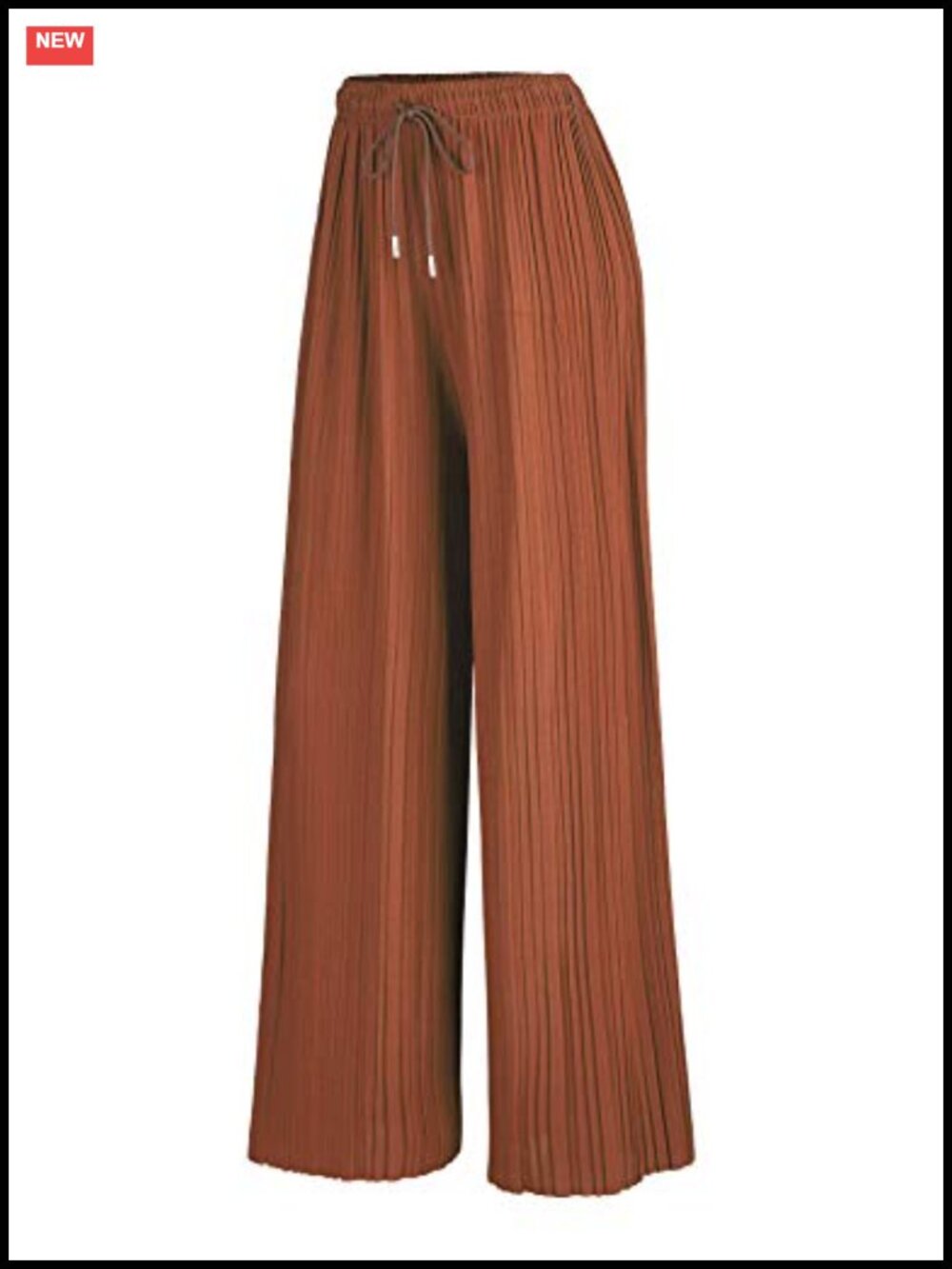 High Waisted Pleated Wide Leg Palazzo Pants Drawstring Elastic Waist